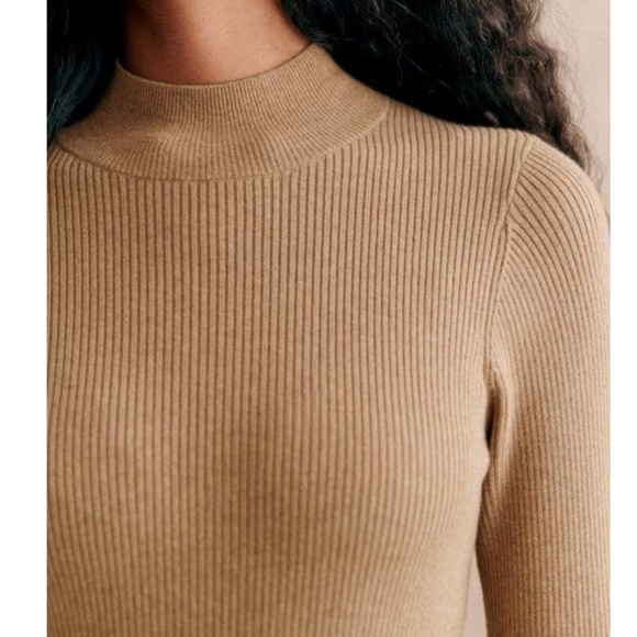 ✨ SALE✨Sezane Harper Midi Knit Dress - Camel Beige Tan Wool Blend French Holiday - Picture 3 of 9